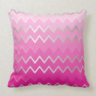 Almofada Chevron metálico cor-de-rosa