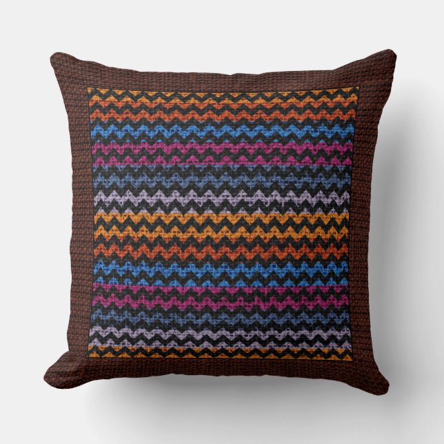 Almofada Chevron Moderno Marrom Colorido (Frente)