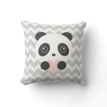Chevron Panda Heart Cushion