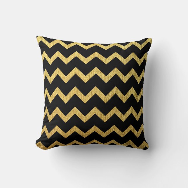 Almofada Chevron preto e Dourado (Frente)