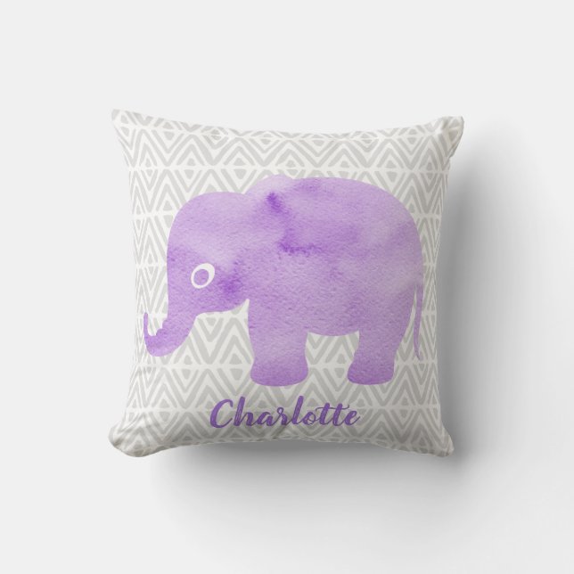 Almofada Chevron Primitivo Do Elefante De Aquarelas Shibori (Frente)