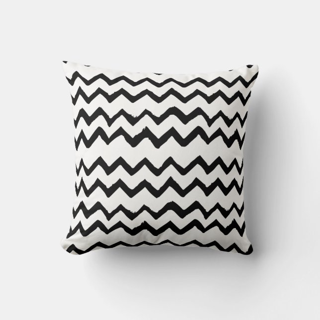 Almofada Chevron / Zig Zag Lines Black and White (Frente)
