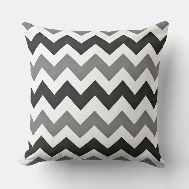 Almofada Chevron Zigzag preto e Cinza (Frente)