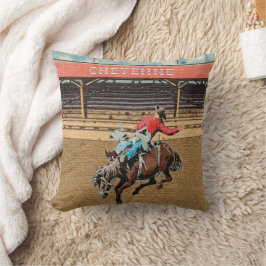 Almofada Cheyenne Rodeo Cowboy Bareback Bronc Rider Travess