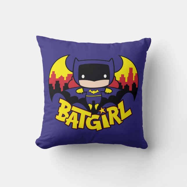 Almofada Chibi Batgirl Com Skyline & Logo Gotham (Frente)