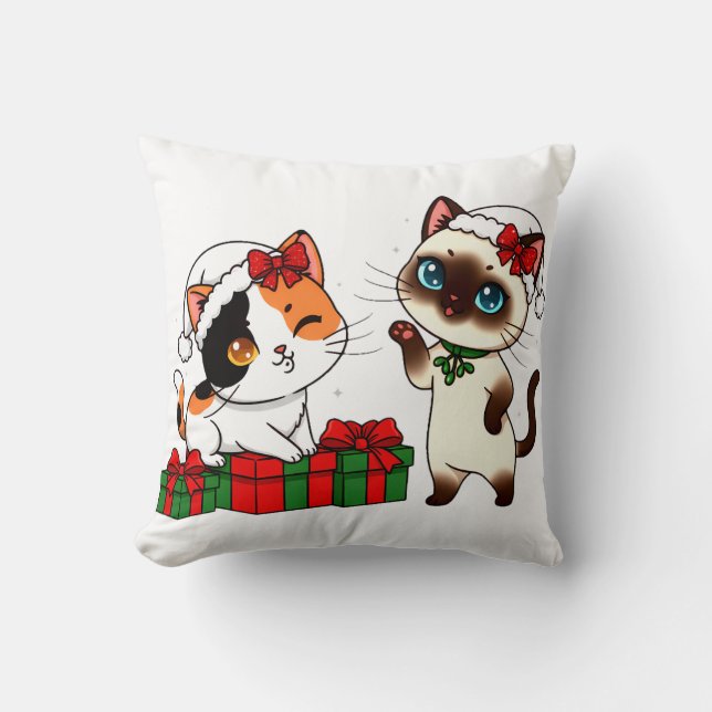 Almofada Chibi Christmas Cats with Presents (Frente)