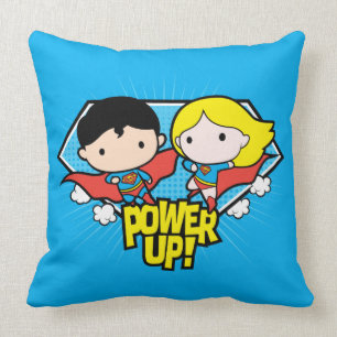 Almofada Chibi Superman e Chibi Supergirl Ligam!