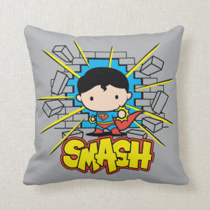 Almofada Chibi Superman Smashing Através da Parede de tijo