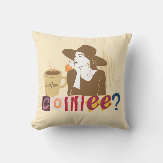 Almofada Chic Amante de Café Retro (Frente)
