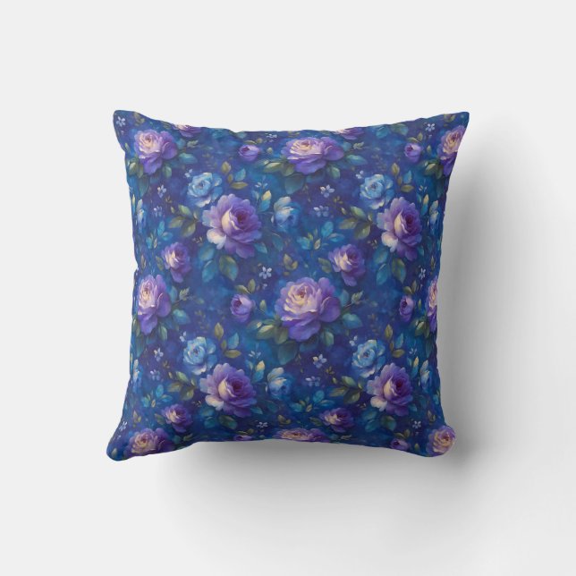 Almofada Chic Botânico da Vintagem Azul (Verso)