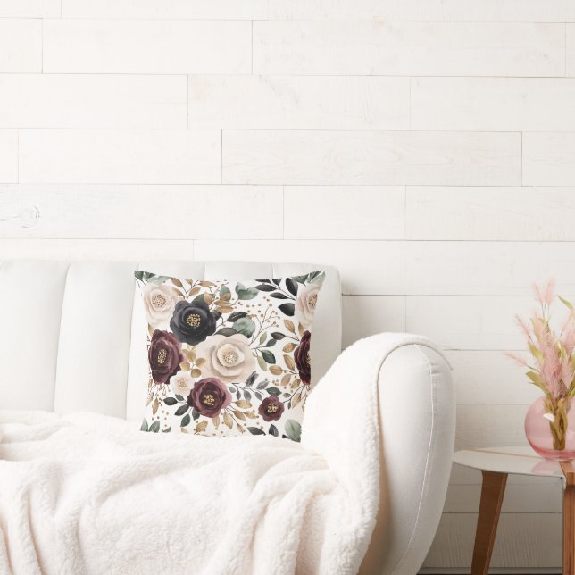 Almofada Chic Burgundy Cream Floral (Sofá)