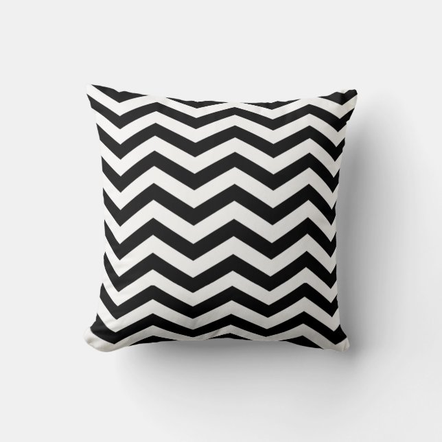 Almofada Chic Chevron | preto e branco (Frente)