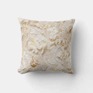 Almofada Chic, Cremes Elegantes e textura de flor de couro