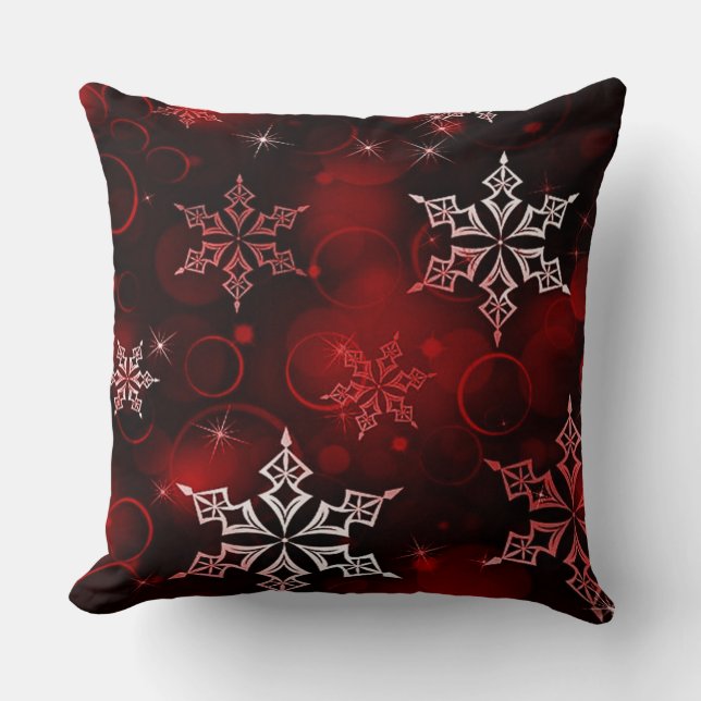 Almofada Chic Crimson Red Snowflake Motif (Frente)