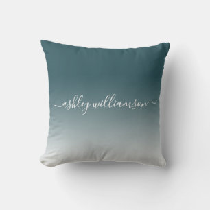 Almofada Chic Deep Emerald White Ombre Efeito Monograma Nom