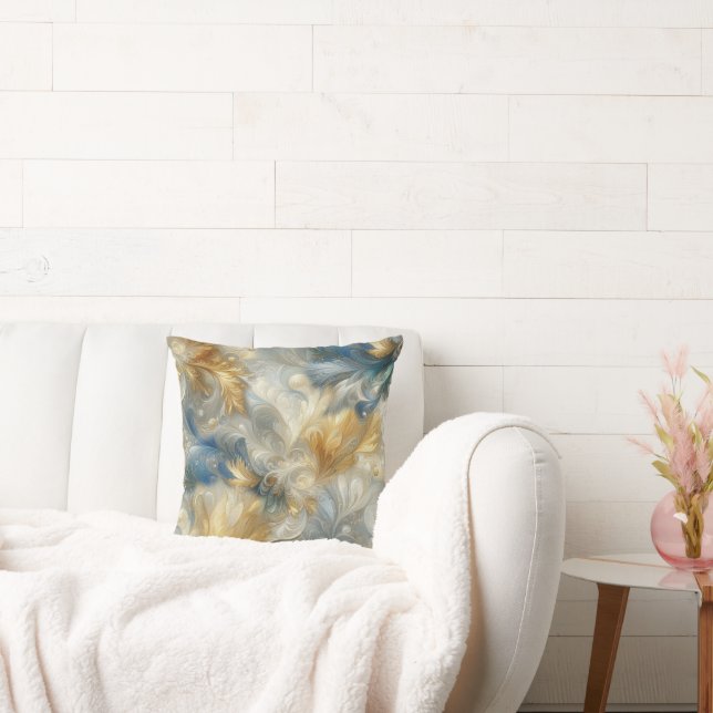 Almofada Chic Elegant Swirls in Dourado, Silver, Blue, Yell (Sofá)