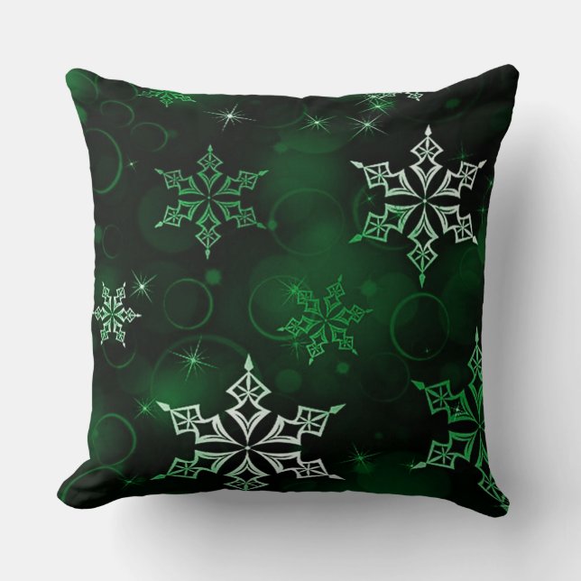 Almofada Chic Emerald Green Snowflake Motif (Frente)