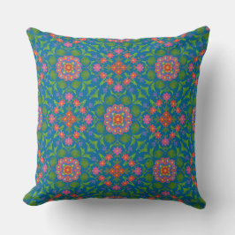 Almofada Chic Floral Rangoli, Deep Blue Travesseiro ou Cush
