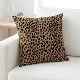 Almofada Chic Leopard Print Cheetah Spots Brown Black Throw