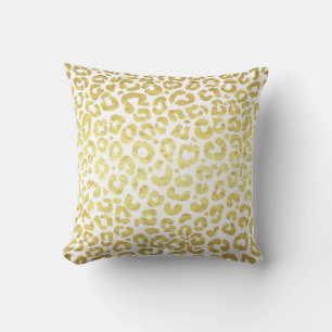 Almofada Chic Modern Dourado Leopardo Branco Jaguar Cheetah