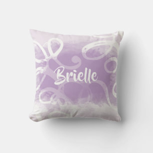 Almofada Chic Pastel Lavanda Rolamentos de Aquarelas com No