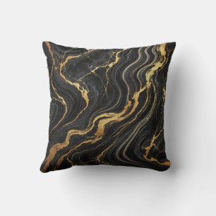 Almofada Chic Preto & Dourado Visual Mármore Metálico Glamo