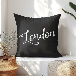 Almofada Chic Preto e Branco Londres Inglaterra Tipografia