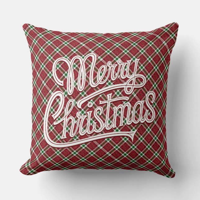 Almofada Chic Sparkly Plaid Christmas  (Frente)