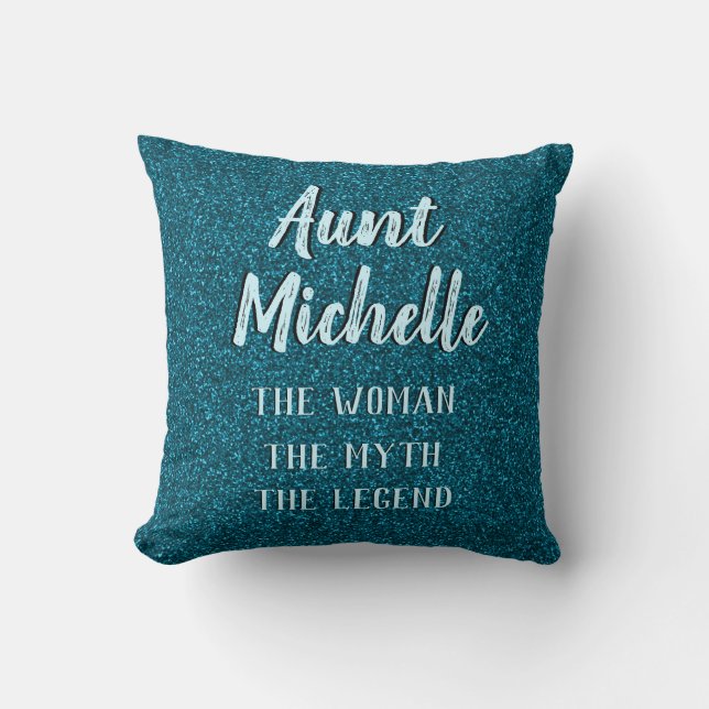 Almofada Chic Teal Typografia Aunt (Frente)