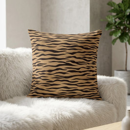 Almofada Chic Tiger Stripe Animal Print Safari Brown Black