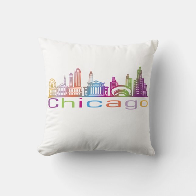 Almofada Chicago City Skyline Typografia Hoodie (Frente)