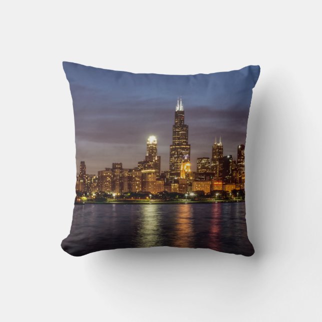 Almofada Chicago Cityscape Night New (Frente)