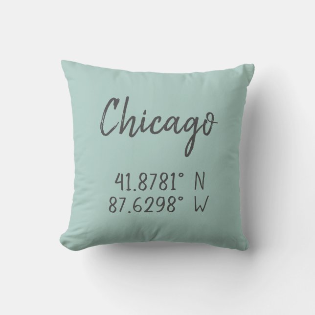 Almofada Chicago GPS Coordena Longitude Latitude (Frente)
