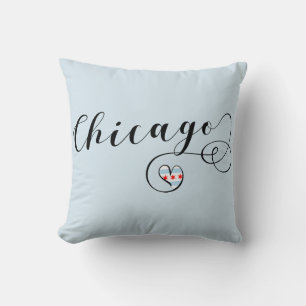 Almofada Chicago Heart Travesseiro decorativo, Illinois