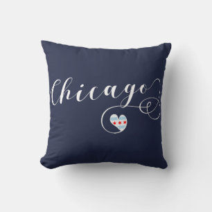 Almofada Chicago Heart Travesseiro decorativo, Illinois