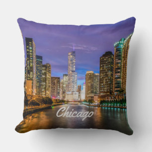 Almofada Chicago Illinois City na noite
