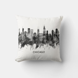 Almofada Chicago Illinois Skyline BW
