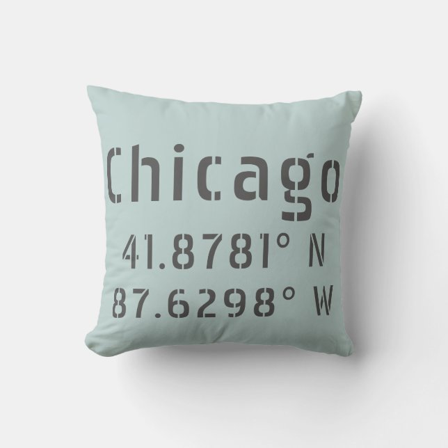 Almofada Chicago Latitude e Longitude (Frente)