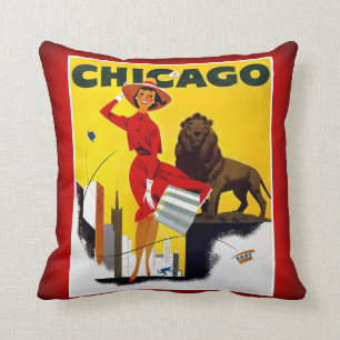 Almofada Chicago o turismo ventoso do vintage dos EUA da