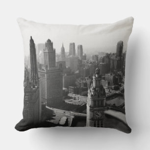 Almofada Chicago Skyline1930's da vista Acima Fotografia