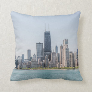 Almofada Chicago Skyline Com O Lago Michigan