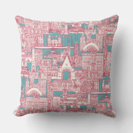 Almofada Chicago toile viva magenta turquoise