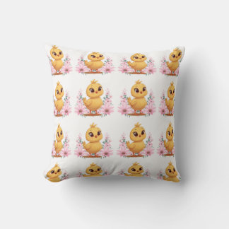 Almofada Chick with Flowers Throw Pillow