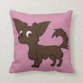 Almofada Chihuahua do chocolate com cabelo longo