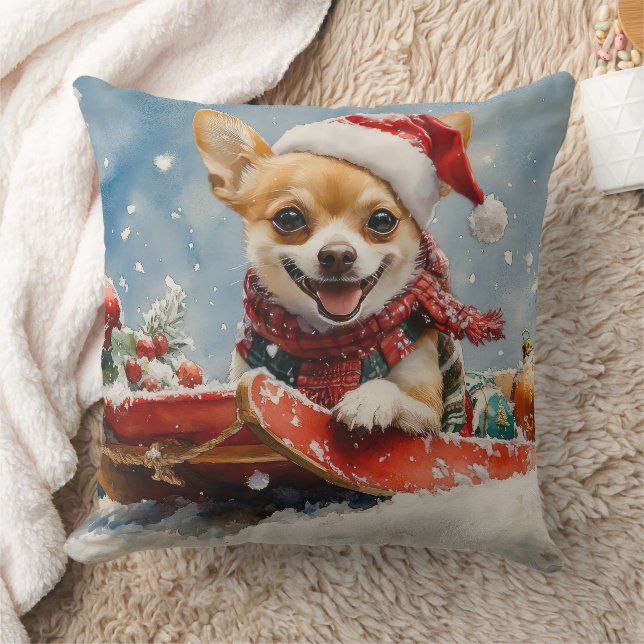 Almofada Chihuahua Dog Sledge Deixe-o nevar no Natal (Cobertor)