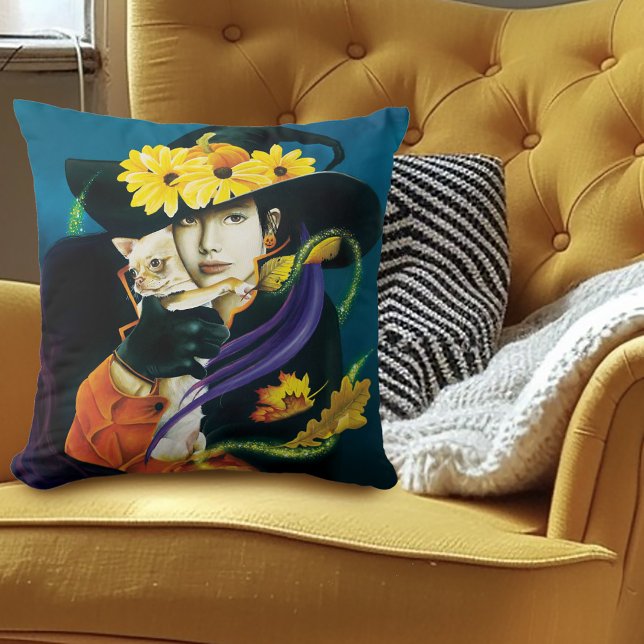 Almofada Chihuahua Dog Witch (Criador carregado)