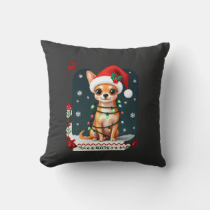 Almofada Chihuahua Natal Papai Noel Suéter Feio Amante de C