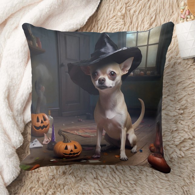 Almofada Chihuahua Pumpkins Halloween Scary (Cobertor)