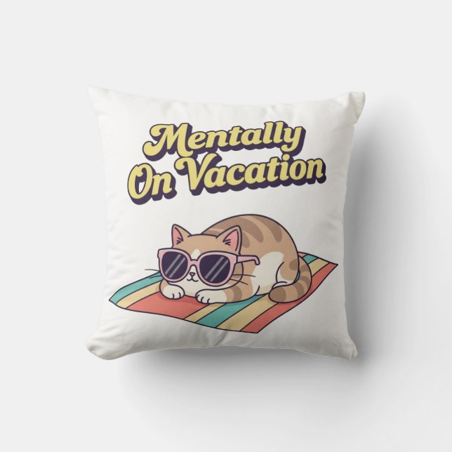 Almofada Chill Retro Cat Vacation Mood Square Pillow (Frente)