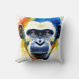 Almofada Chimpanzé Ape Natureza Selvagem Dor De Cor Animal